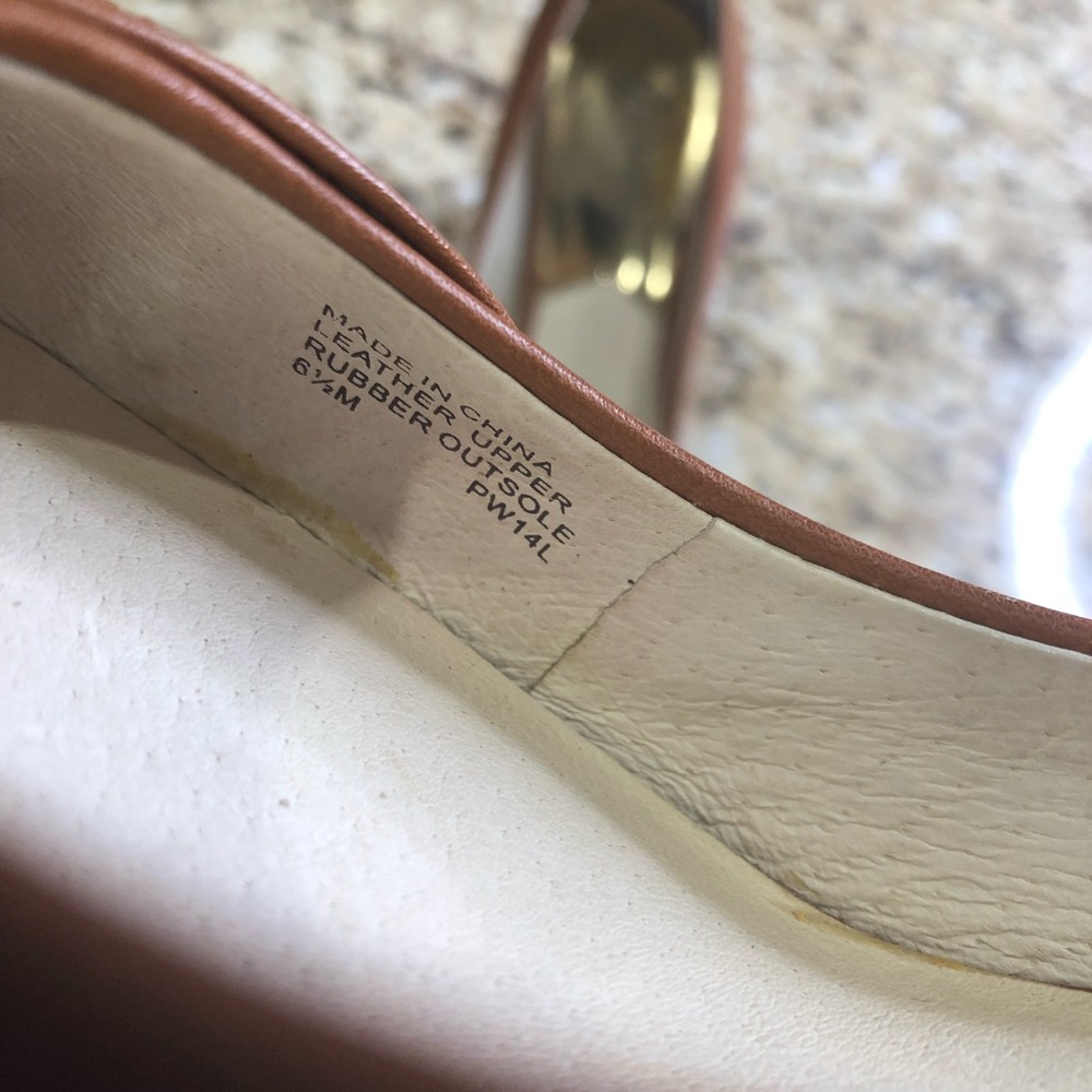 Michael Kors Brown Pointed Toe Leather Pumps Heels with Logo 6.5 - Picture 6 of 10